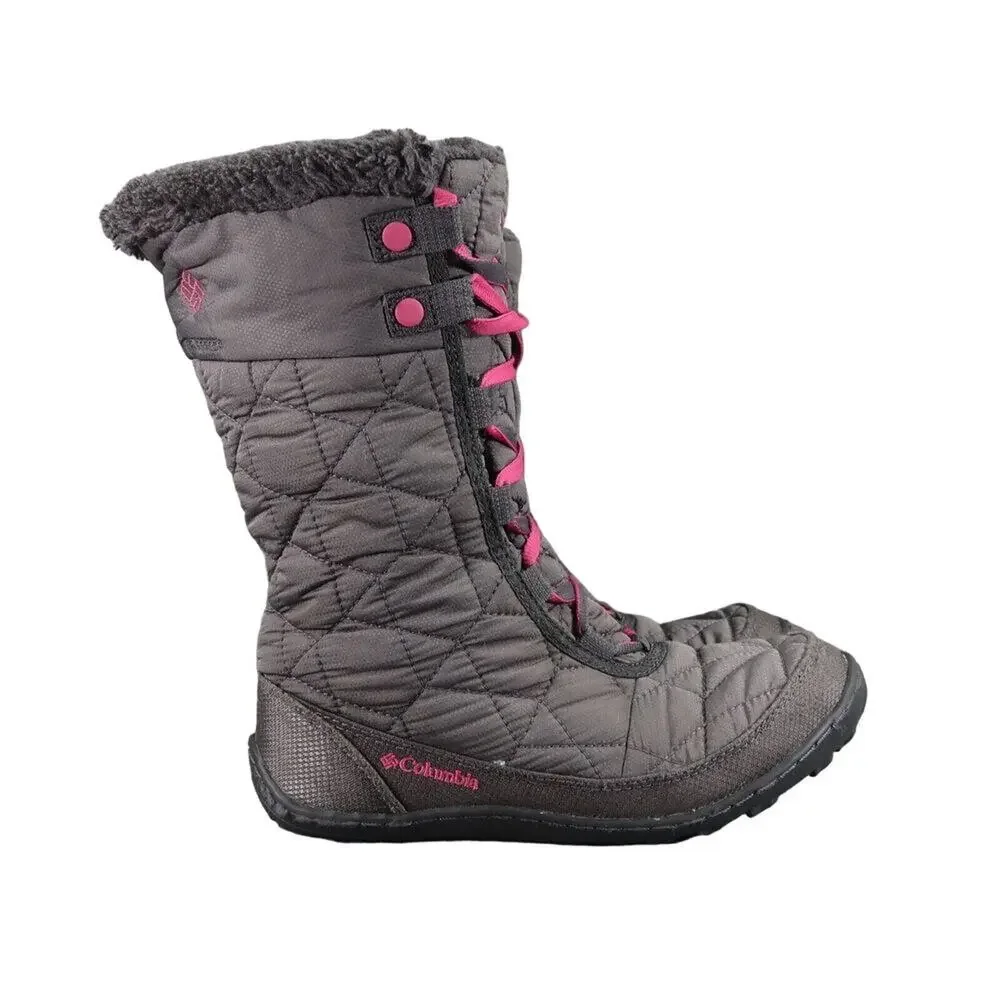 Columbia Shoes Youth 5 Boots Winter Snow Minx Waterproof Lace Up Insulated Grey